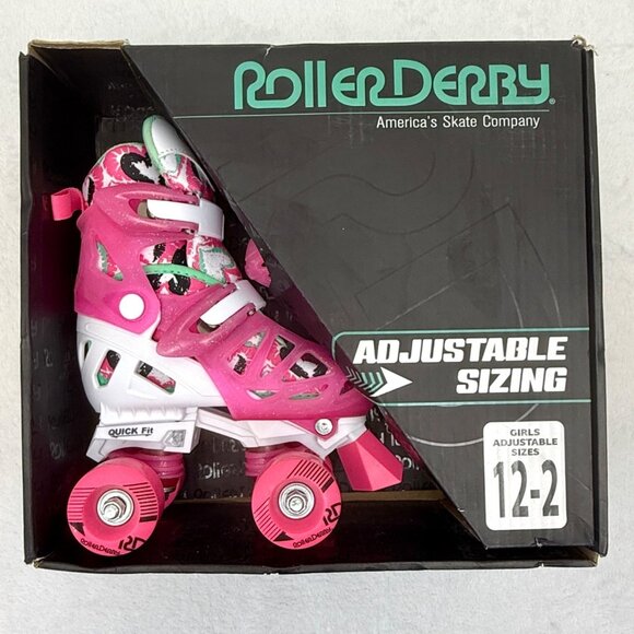 Roller Derby Adjustable Roller Skate Model 1972M Youth Girl Size 12-2 White Pink - Picture 1 of 12